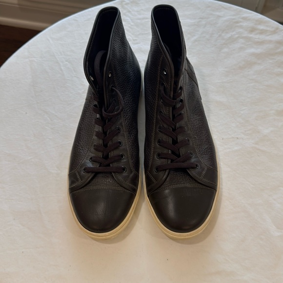 Louis Vuitton High Top Chocolate Brown Pebble Grain Leather Sneaker